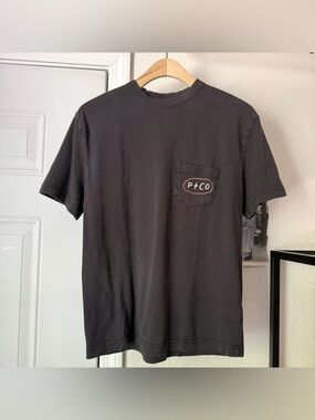 P&CO washed black graphic Mother Nature patch pocket crew neck tee t-shirt